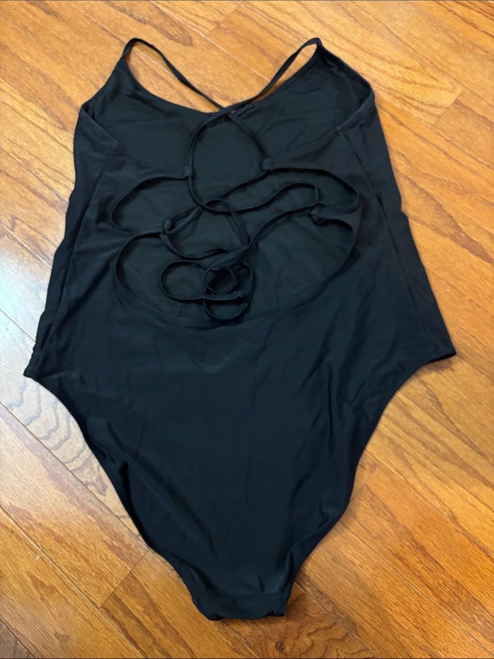 aerie Black One-Piece with Lace Up Strappy Back